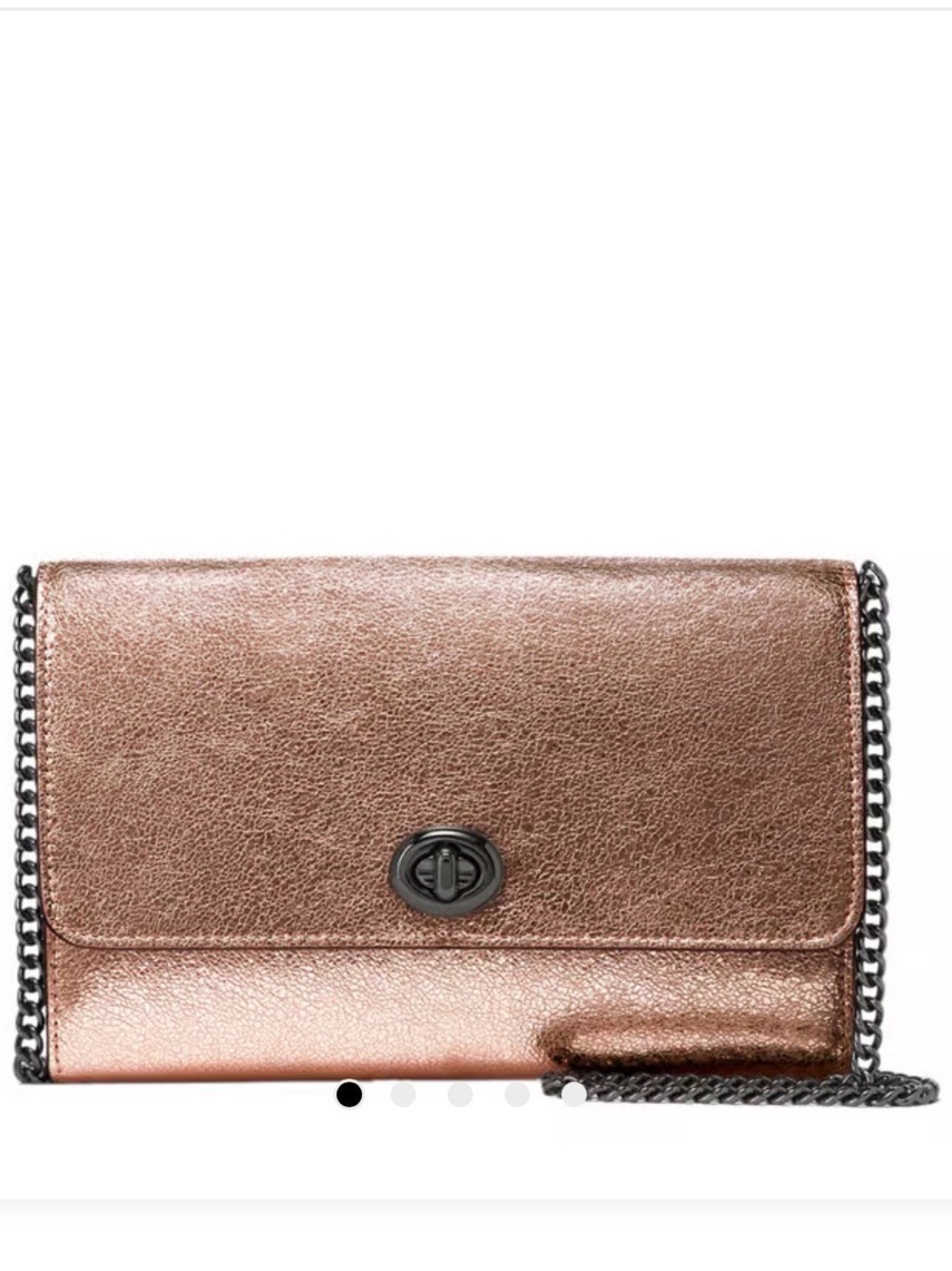 Coach Marlow Turnlock Metallic Rose Gold chain Crossbody